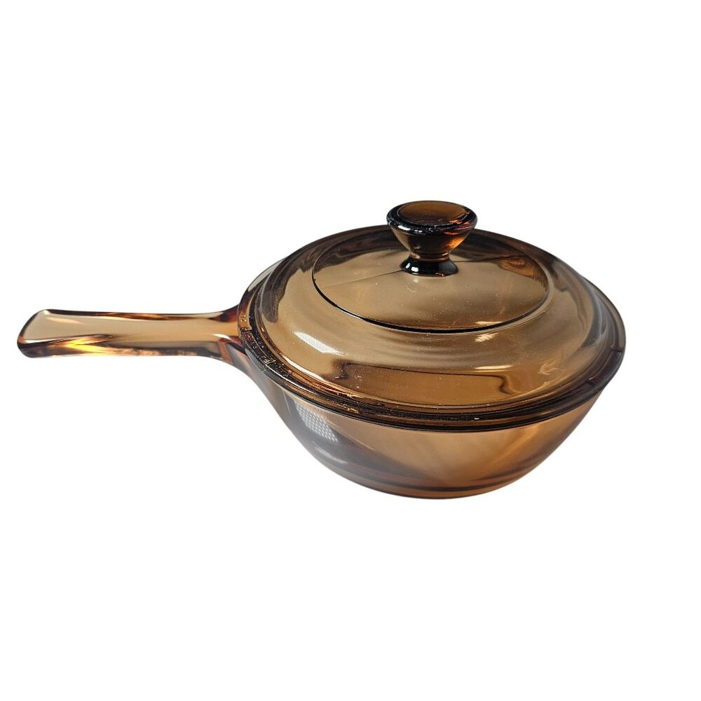 Pyrex Visions Amber Sauce Pan 6" CorningWare France kitchen .5 qt glassware - Picture 3 of 8